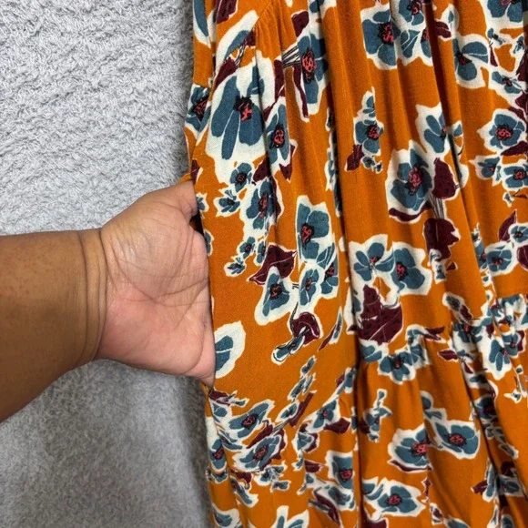 Ava & Viv 3X Floral Babydoll Midi Dress Tiered Short Sleeve Pockets - Picture 8 of 15